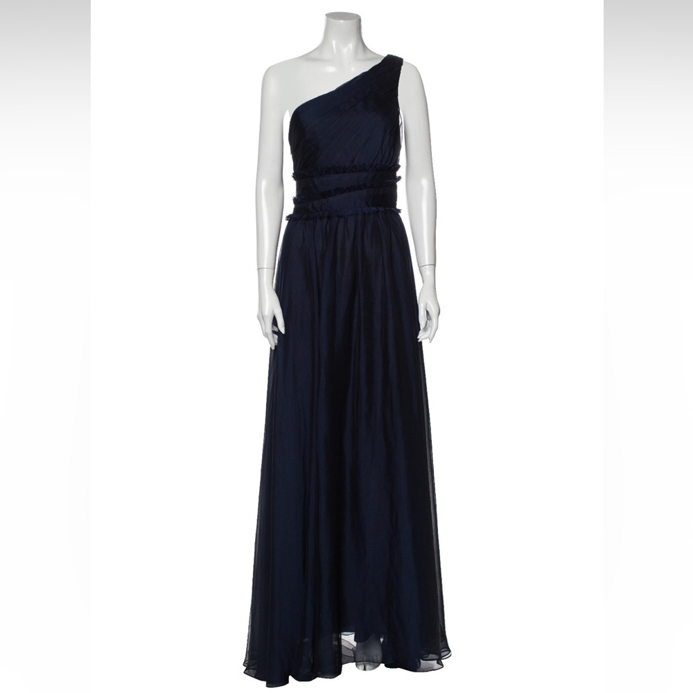 Monique Lhuillier Chiffon Gown Navy